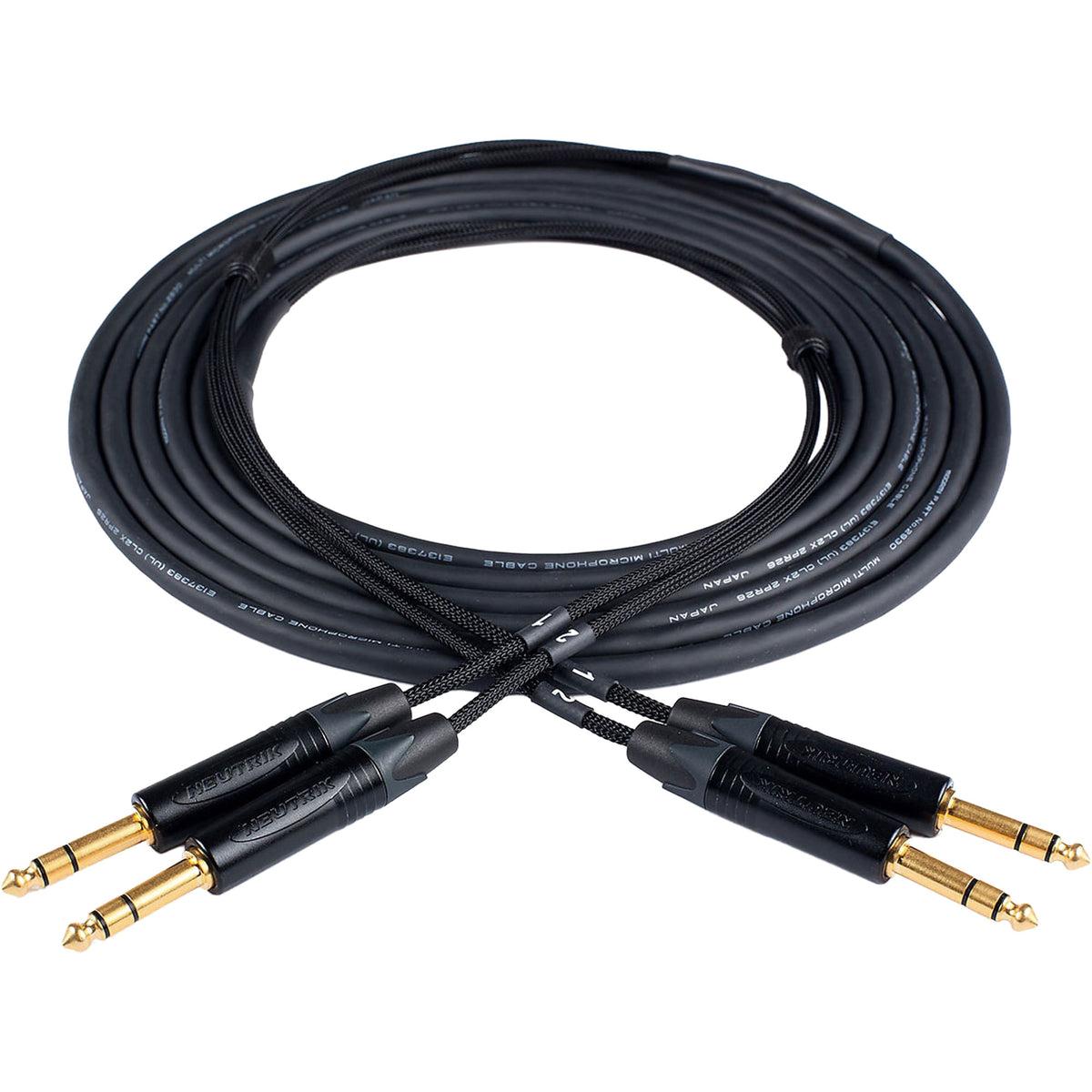 Custom Cables 2-Channel Audio Snake Made from Mogami W2930 & Pro Connectors (1/4" TRS to 1/4" TRS)