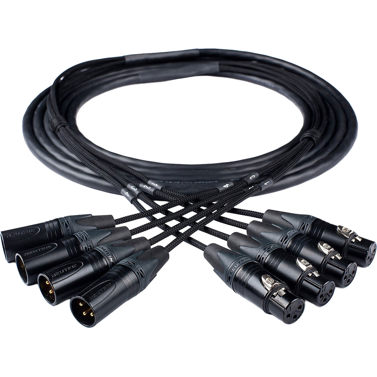 Custom Cables 4-Channel Audio Snake Made from Canare MS202 & Pro Connectors (XLR to XLR)