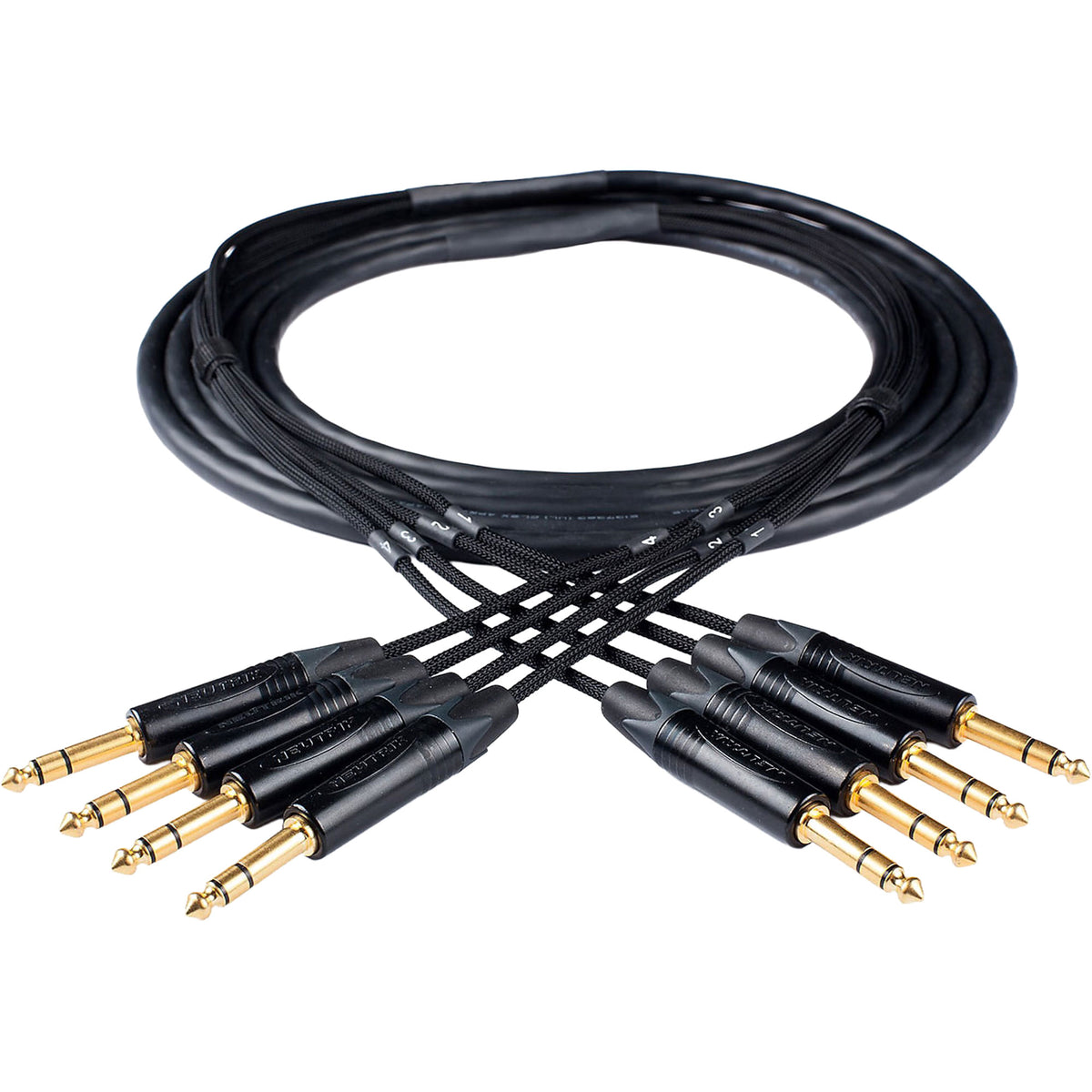 Custom Cables 4-Channel Audio Snake Made from Canare MS202 & Pro Connectors (1/4" TRS to 1/4" TRS)