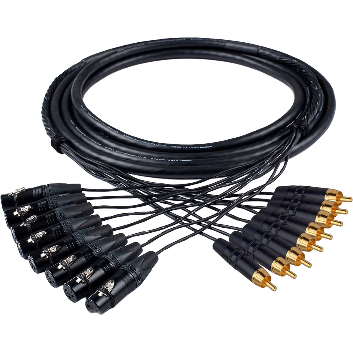 Custom Cables 8-Channel Audio Snake Made from Mogami W2932 & Pro Connectors (XLR to RCA)