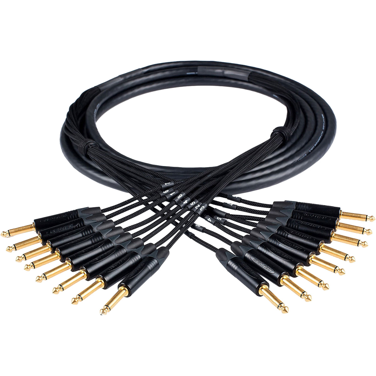 Custom Cables 8-Channel Audio Snake Made from Mogami W2932 & Pro Connectors (1/4" TS to 1/4" TS)