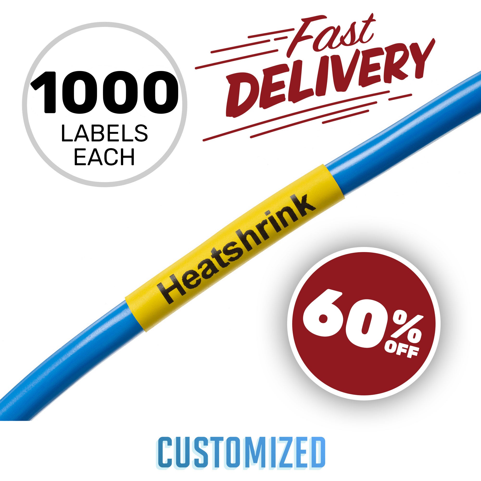 Performance Audio Custom Printed 1-1/2" Premium 2:1 Heat Shrink Tubing (1000 Pack)