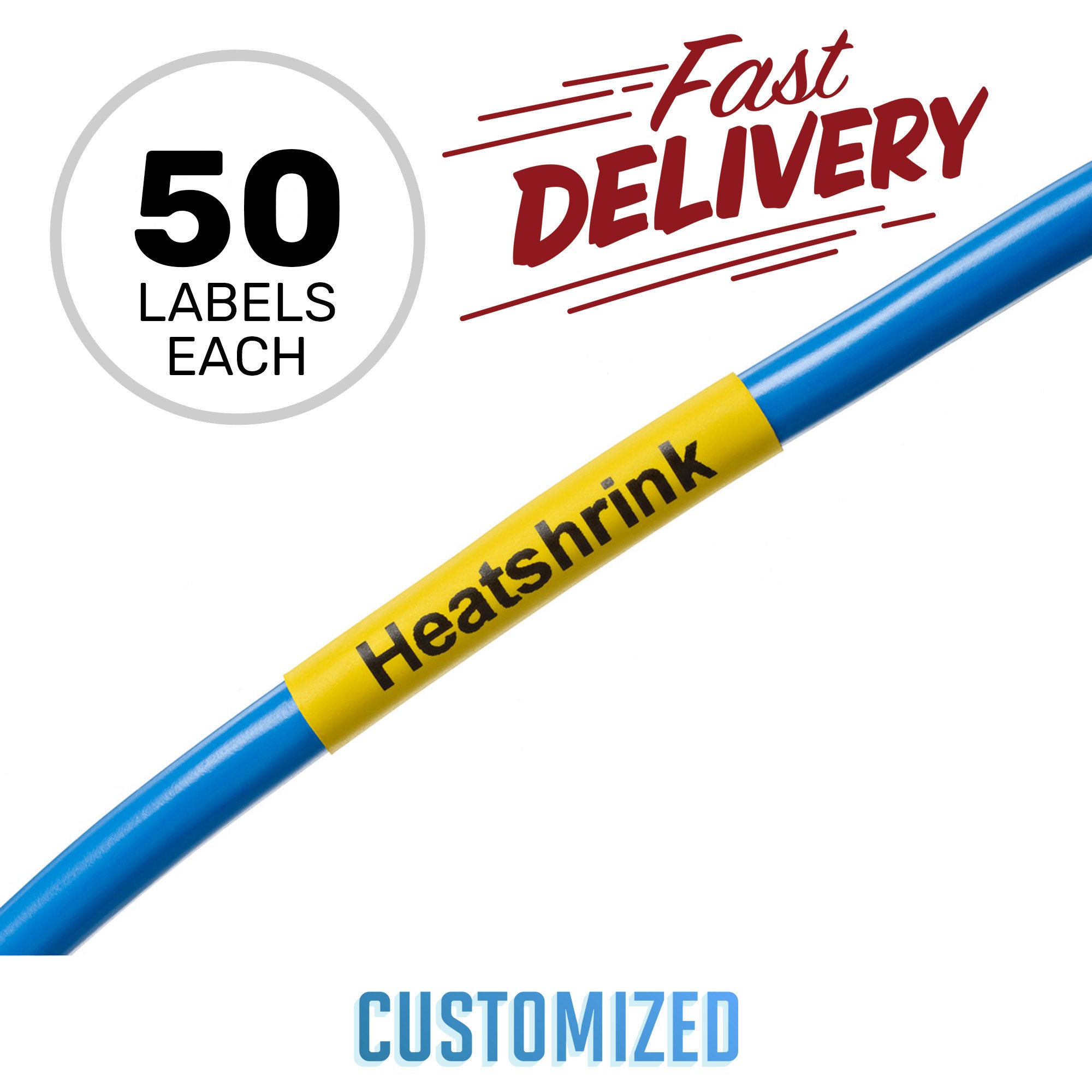 Performance Audio Custom Printed 1-1/2" Premium 2:1 Heat Shrink Tubing (50 Pack)