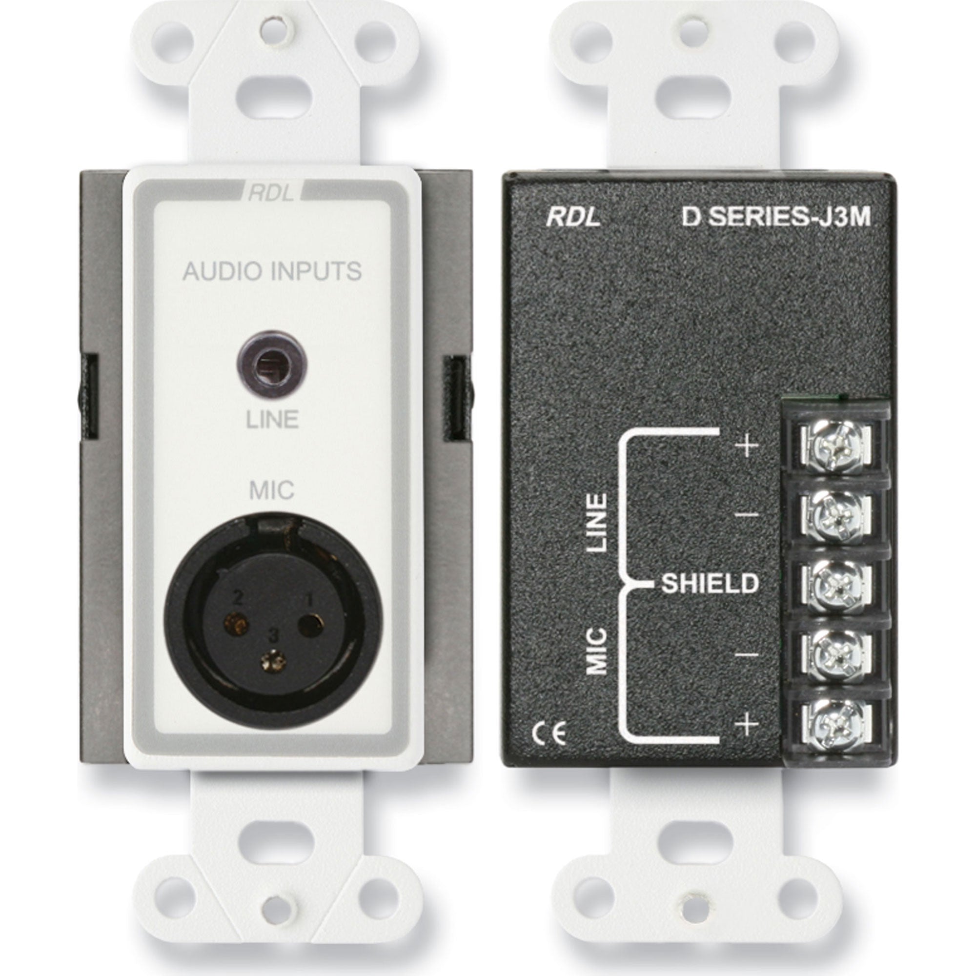 RDL D-J3M Mic/Line XLR & 3.5mm Input Assembly on Decora Plate (White)