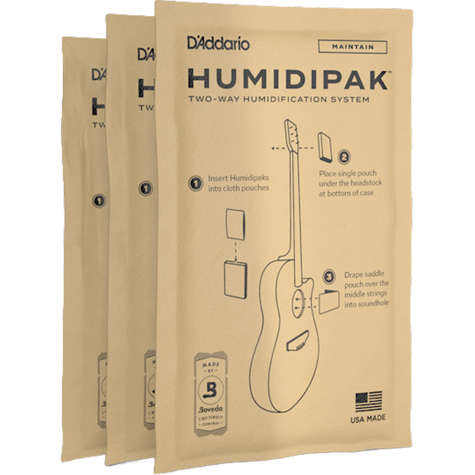 D'Addario PW-HPRP-03 Humidipak Maintain Humidity Control Replacement 3-Pack
