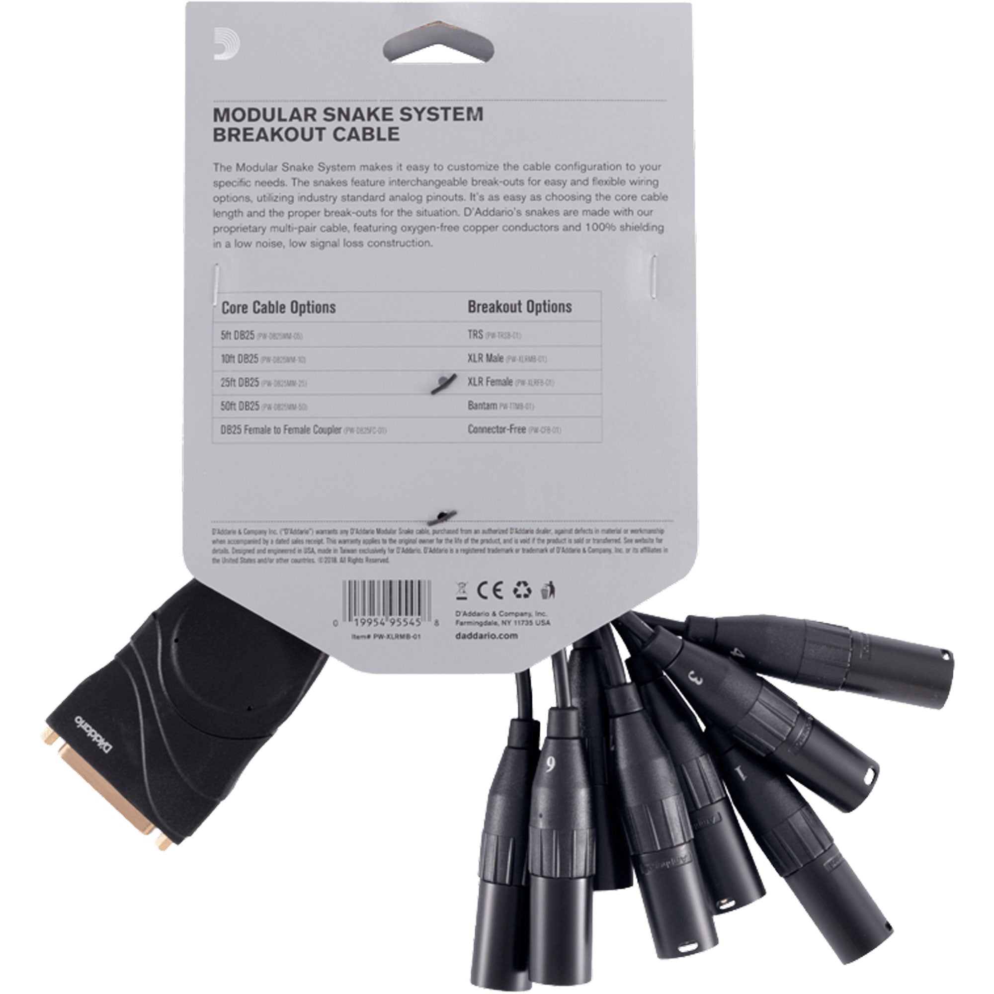 D'Addario PW-XLRMB-01 Modular Snake System Breakout Cable (DB25 Female - XLR Male)