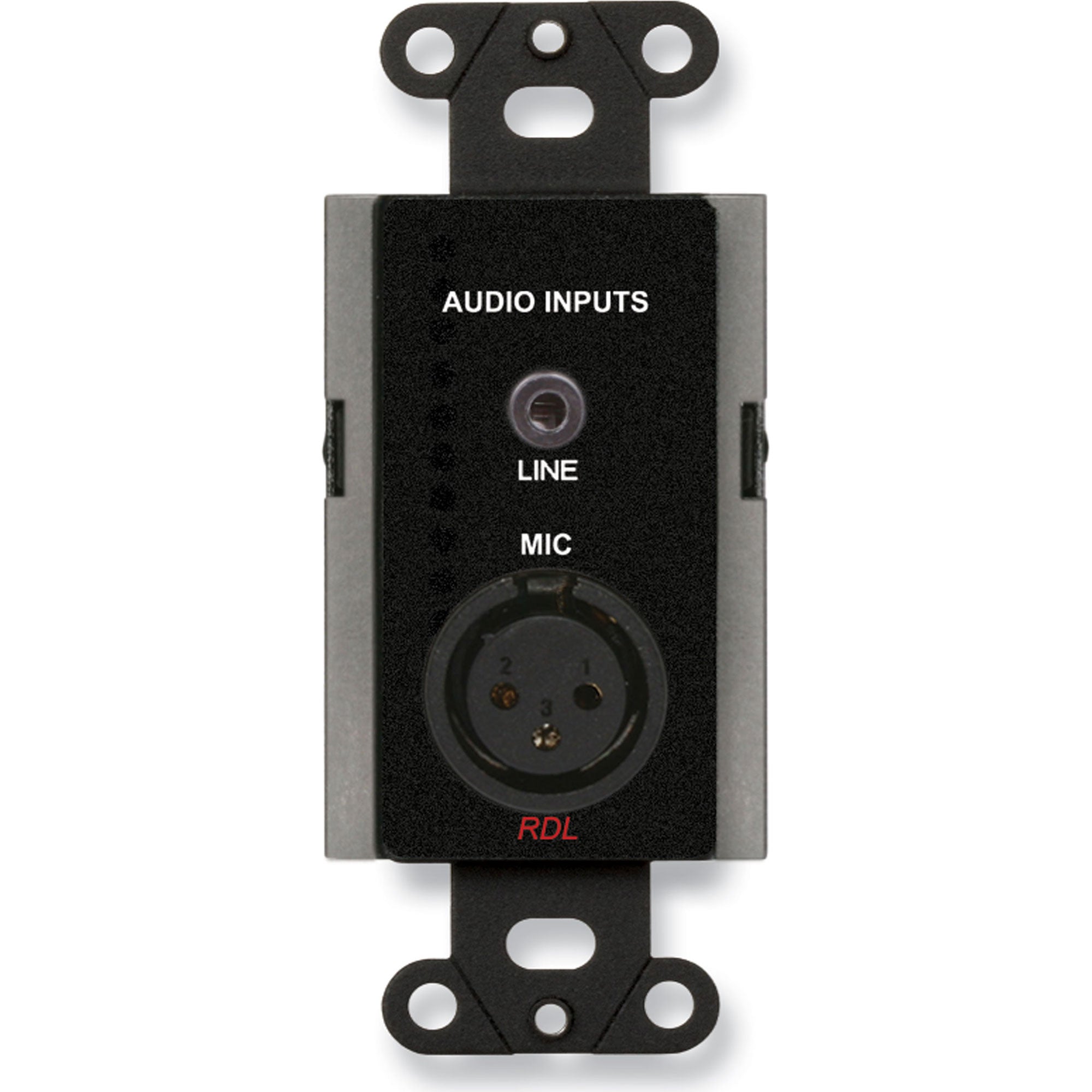 RDL DB-J3M Mic/Line XLR & 3.5mm Input Assembly on Decora Plate (Black)