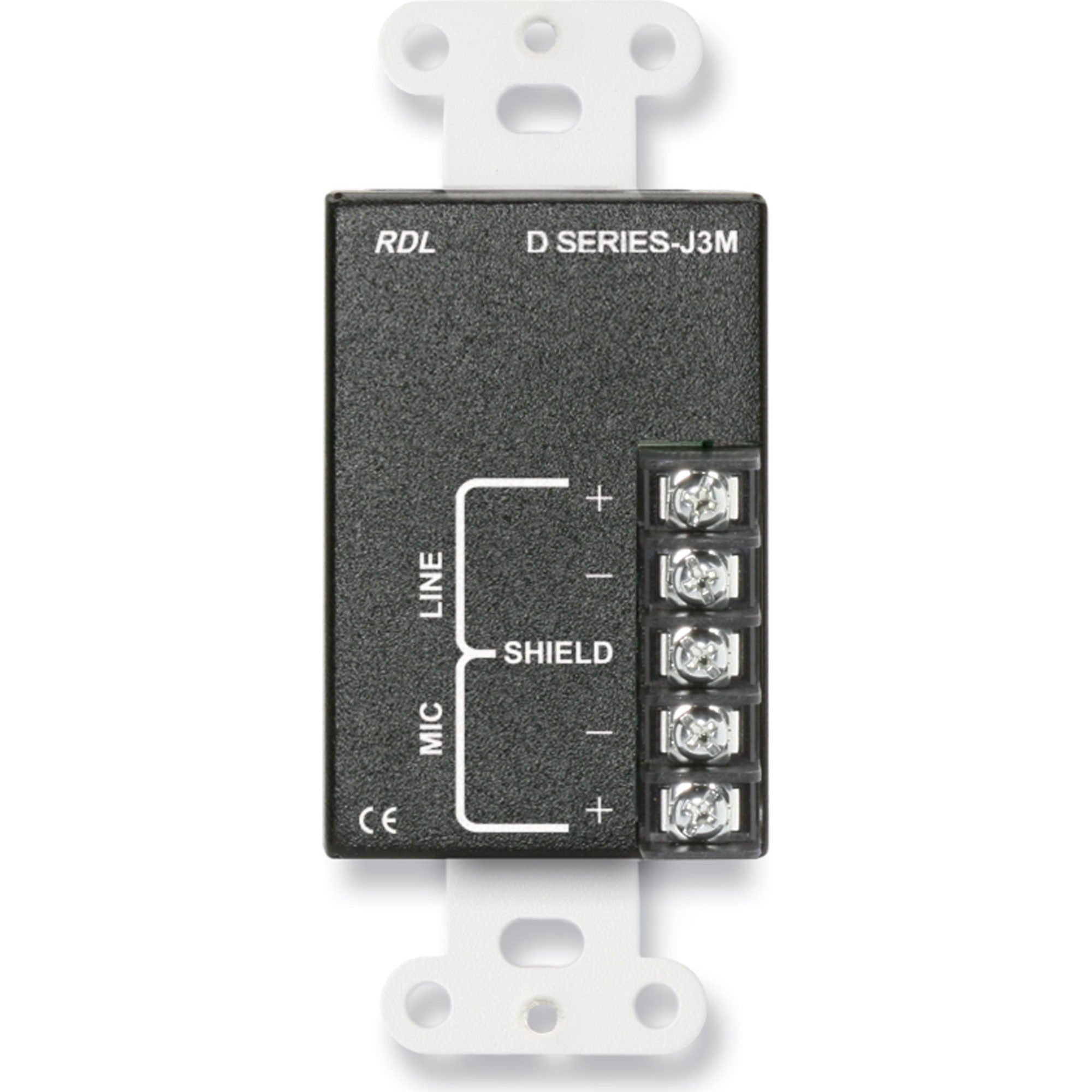 RDL DB-J3M Mic/Line XLR & 3.5mm Input Assembly on Decora Plate (Black)