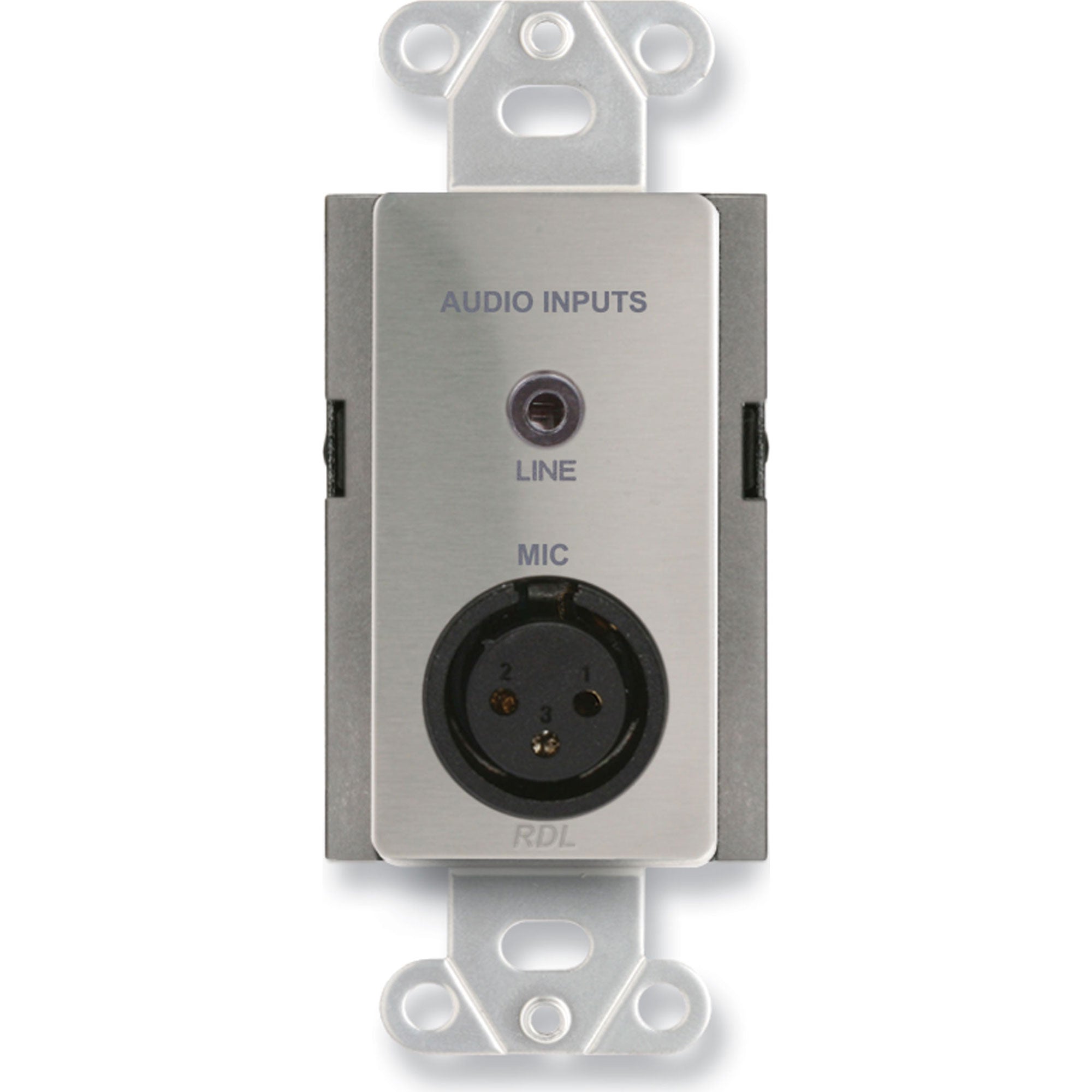 RDL DS-J3M Mic/Line XLR & 3.5mm Input Assembly on Decora Plate (Stainless Steel)