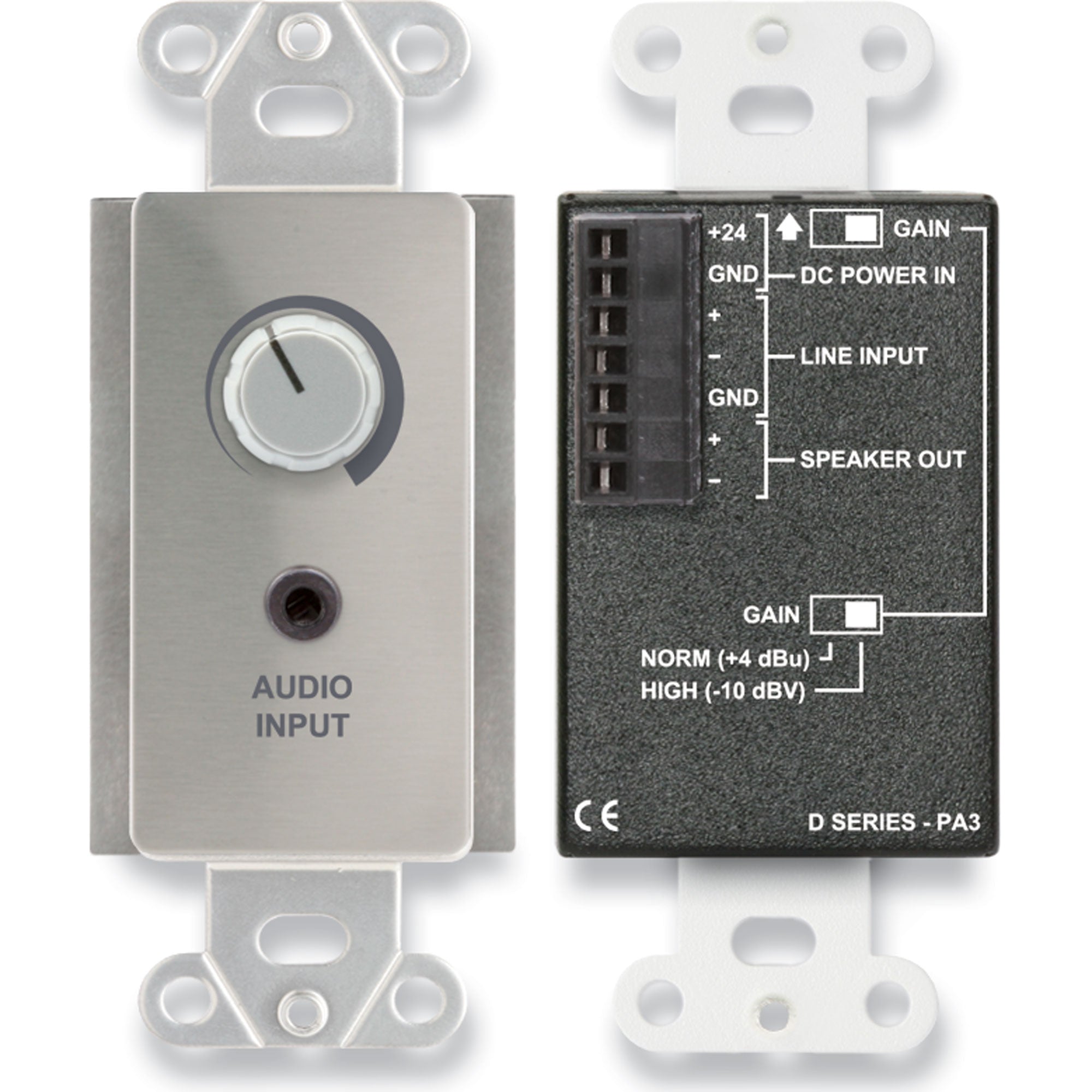 RDL DS-PA3 3.5 Watt Audio Amplifier on Decora Plate (Stainless Steel)