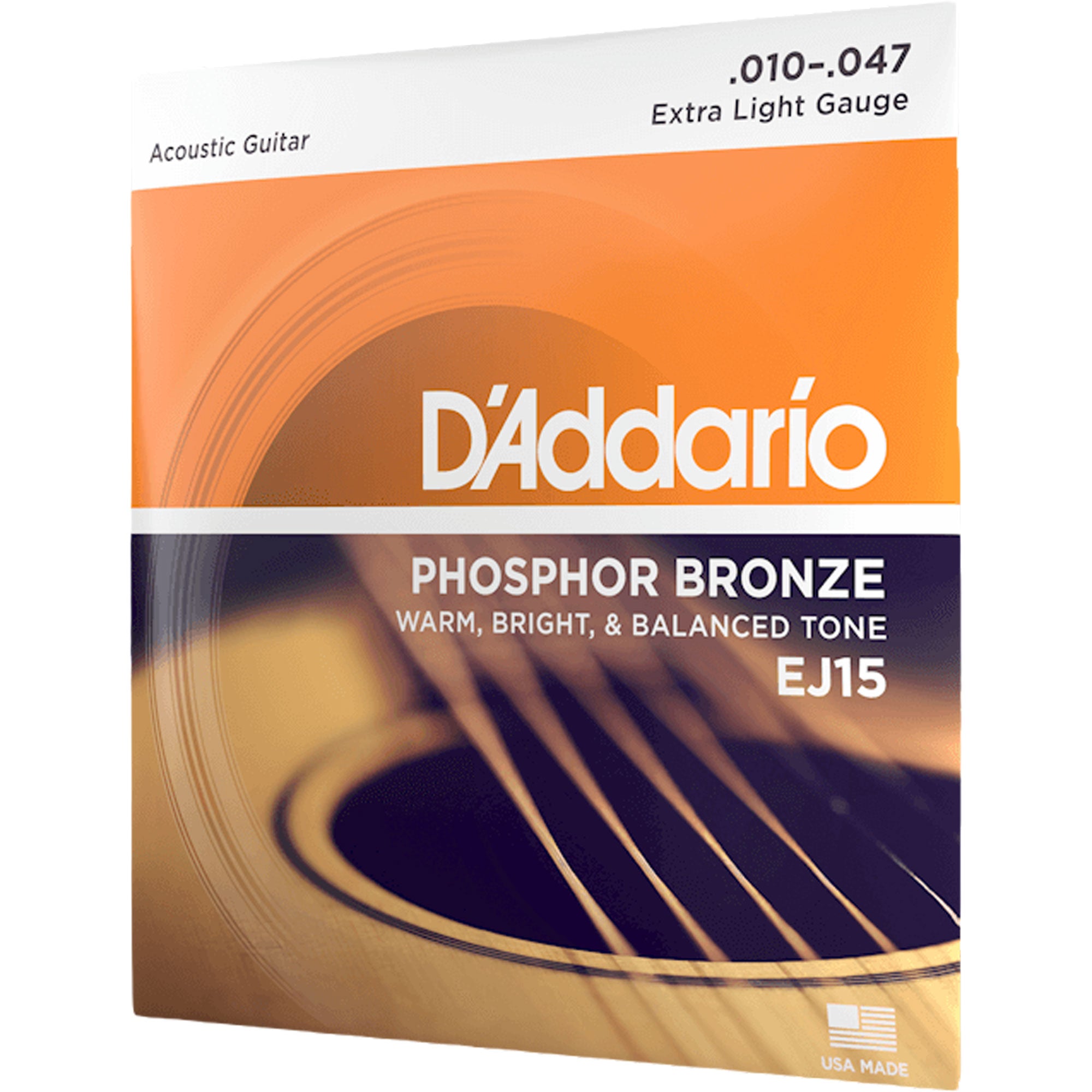 D'Addario EJ15 Extra Light, Phosphor Bronze Acoustic Guitar Strings (10-47)