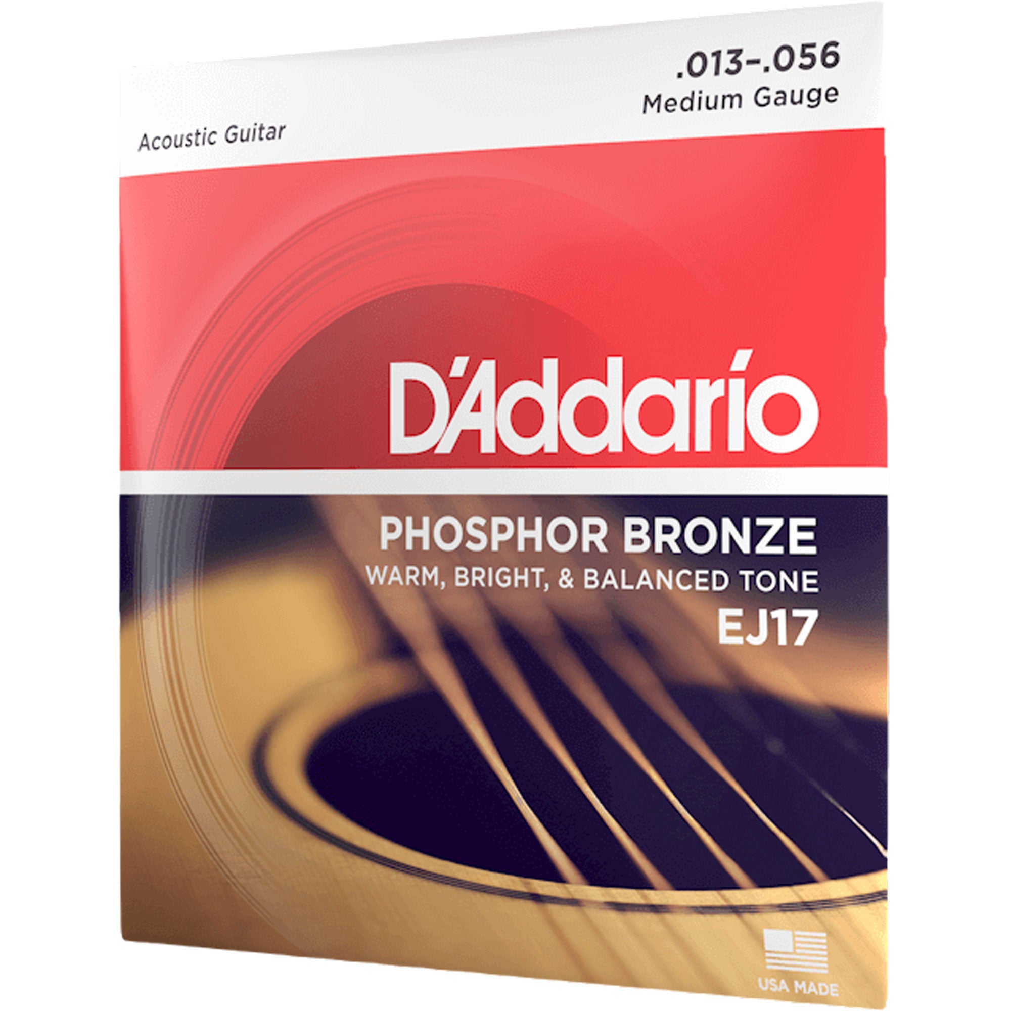 D'Addario EJ17 Medium, Phosphor Bronze Acoustic Guitar Strings (13-56)