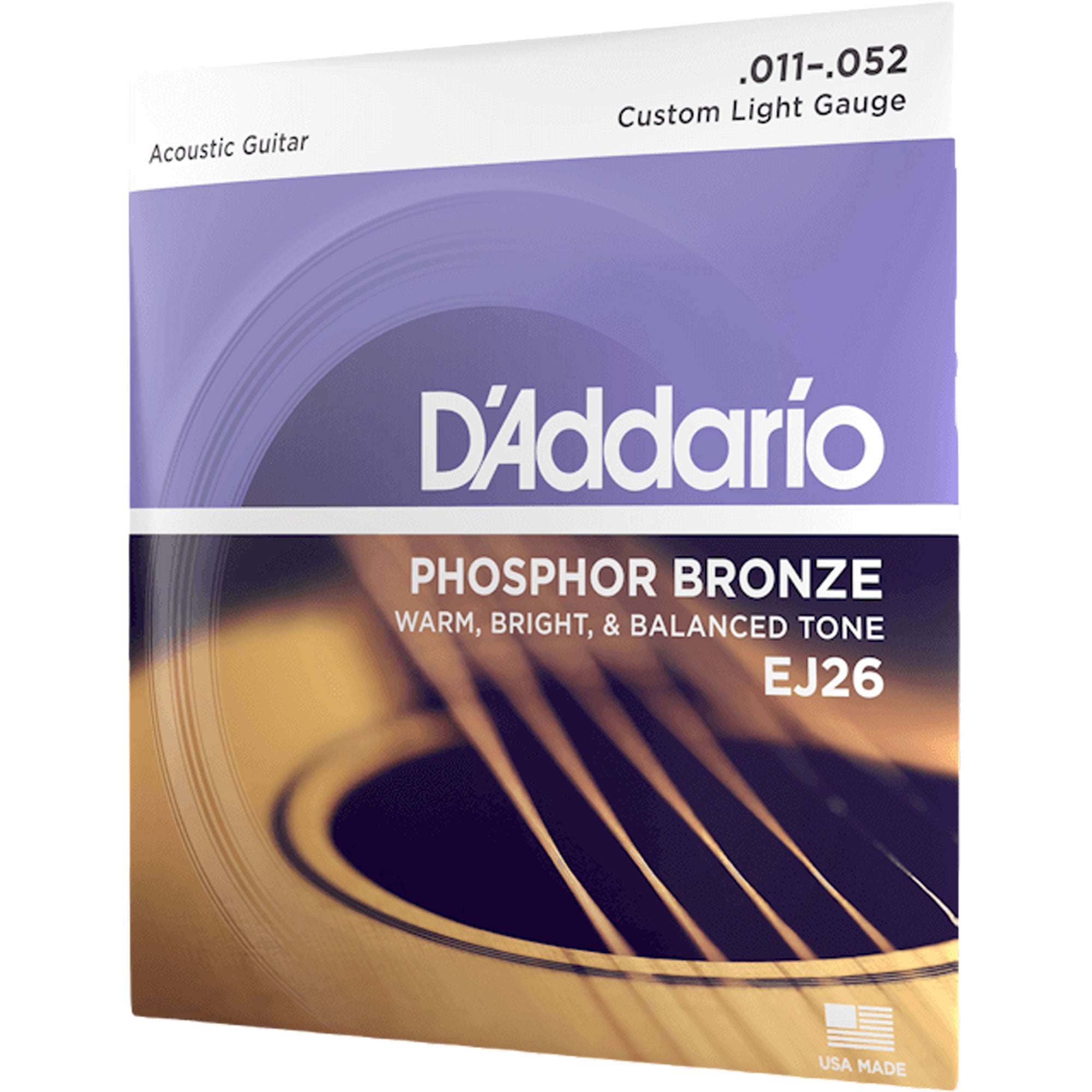 D'Addario EJ26 Custom Light, Phosphor Bronze Acoustic Guitar Strings (11-52)