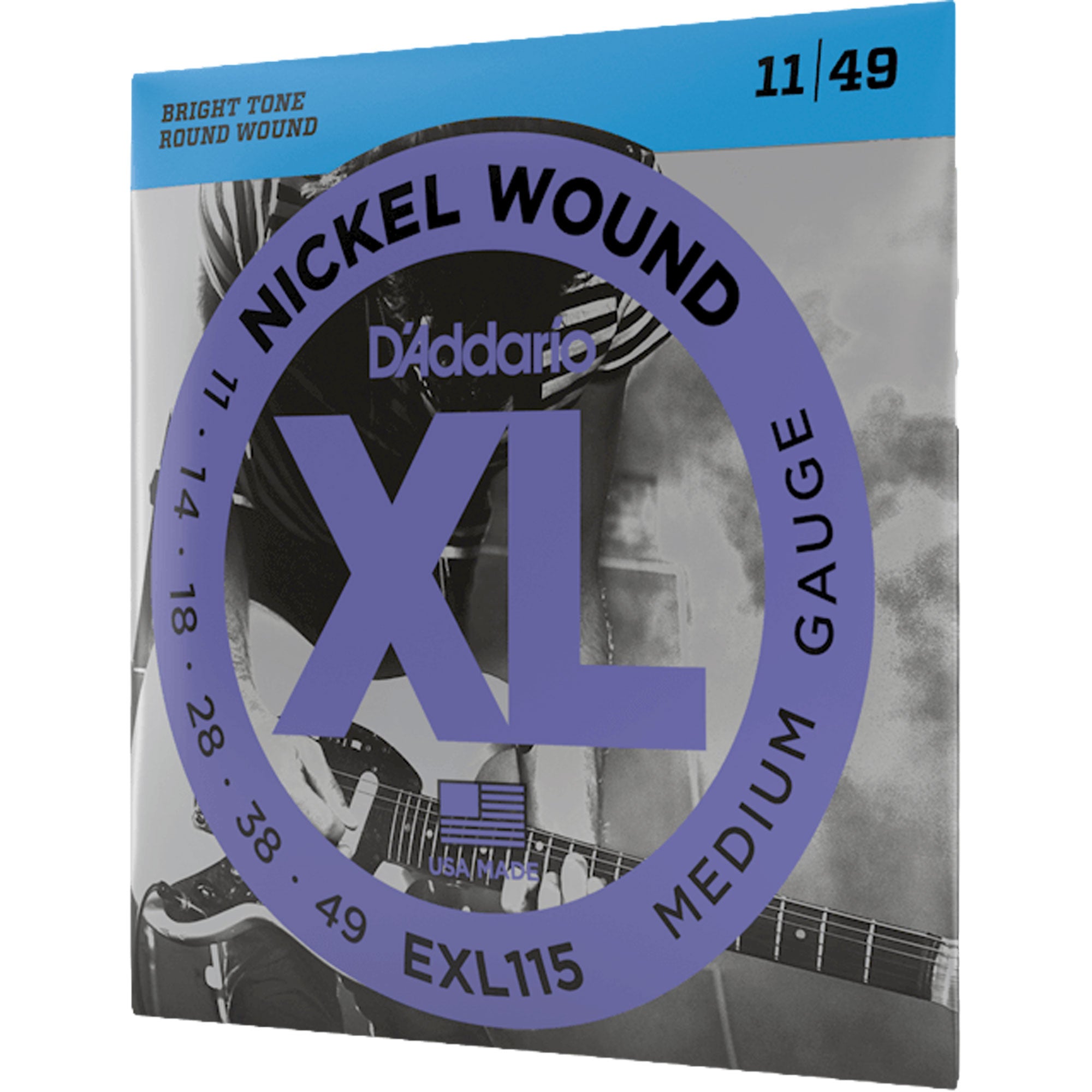 D'Addario EXL115 Medium, XL Nickel Wound Electric Guitar Strings (11-49)