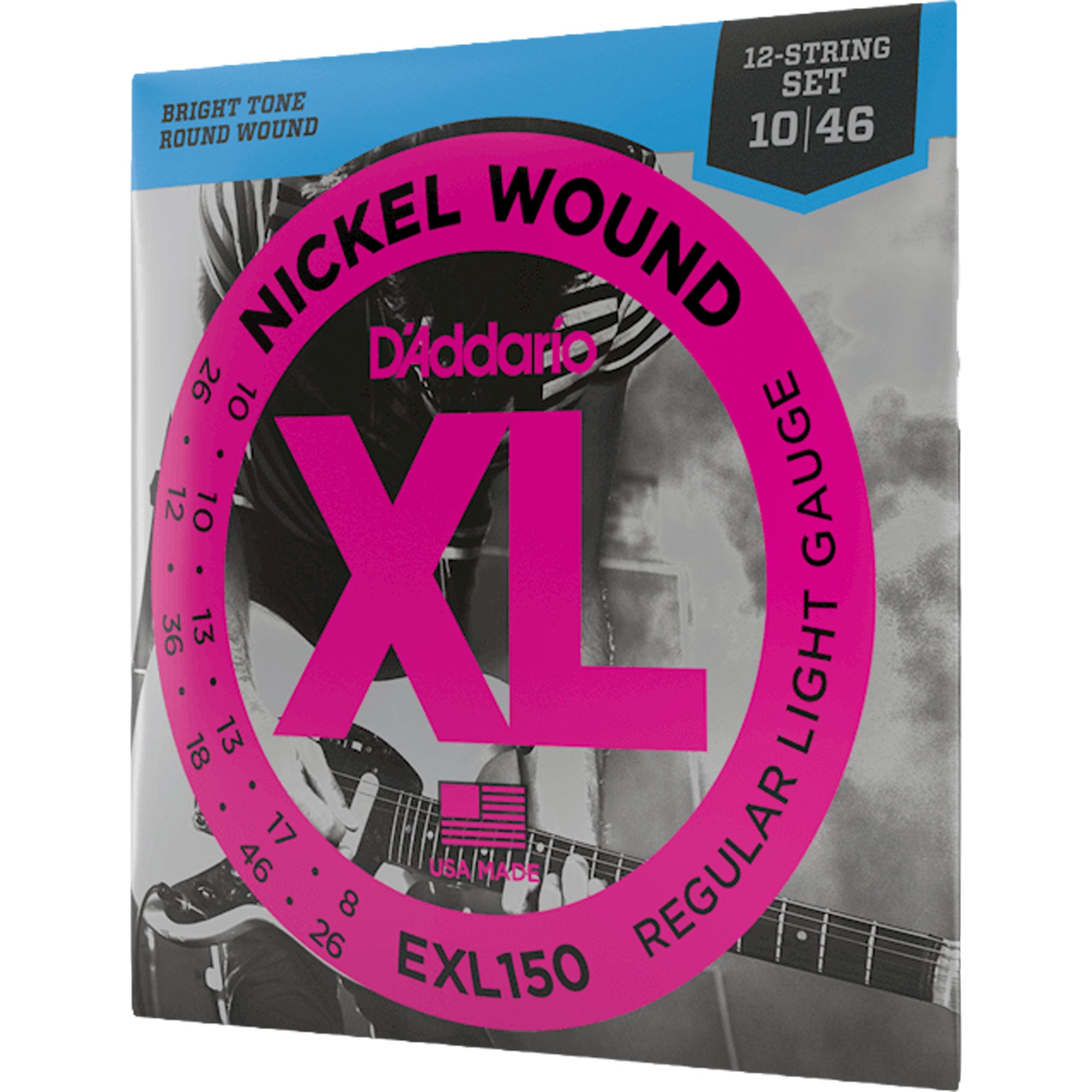 D'Addario EXL150 Regular Light 12-String, XL Nickel Wound Electric Guitar Strings (10-46)