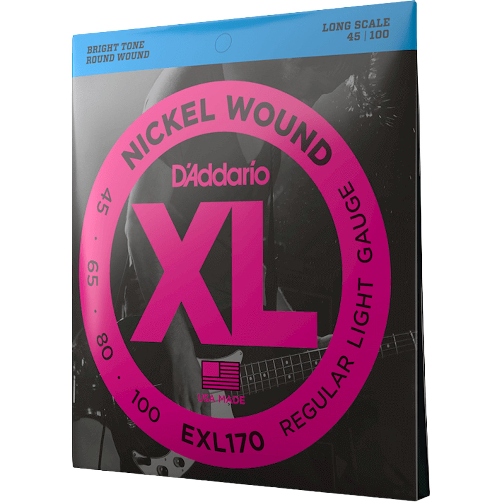D'Addario EXL170 Regular Light, Long Scale, XL Nickel Wound Bass Guitar Strings (45-100)