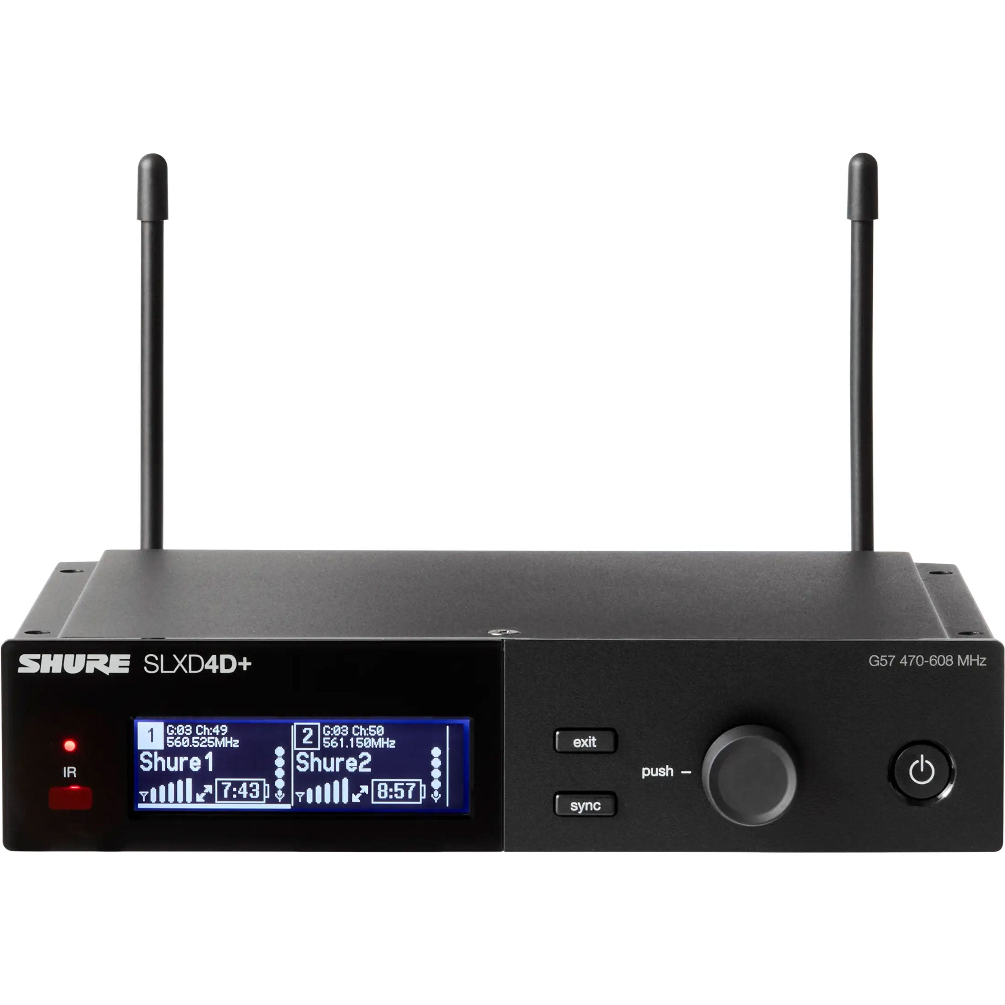 Shure SLXD4D+ Dual-Channel Digital Wireless Rackmount Receiver (G57: 470-608 MHz)