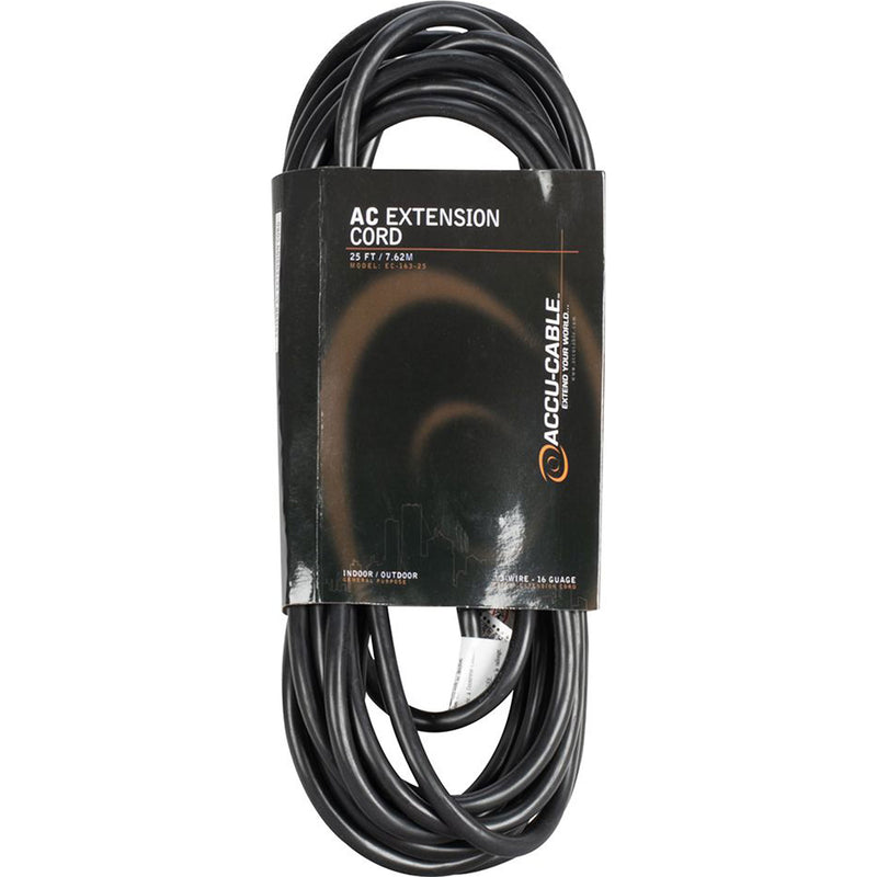 American DJ Accu-Cable EC163-25 16AWG Edison AC Power Extension Cord (25', Black)