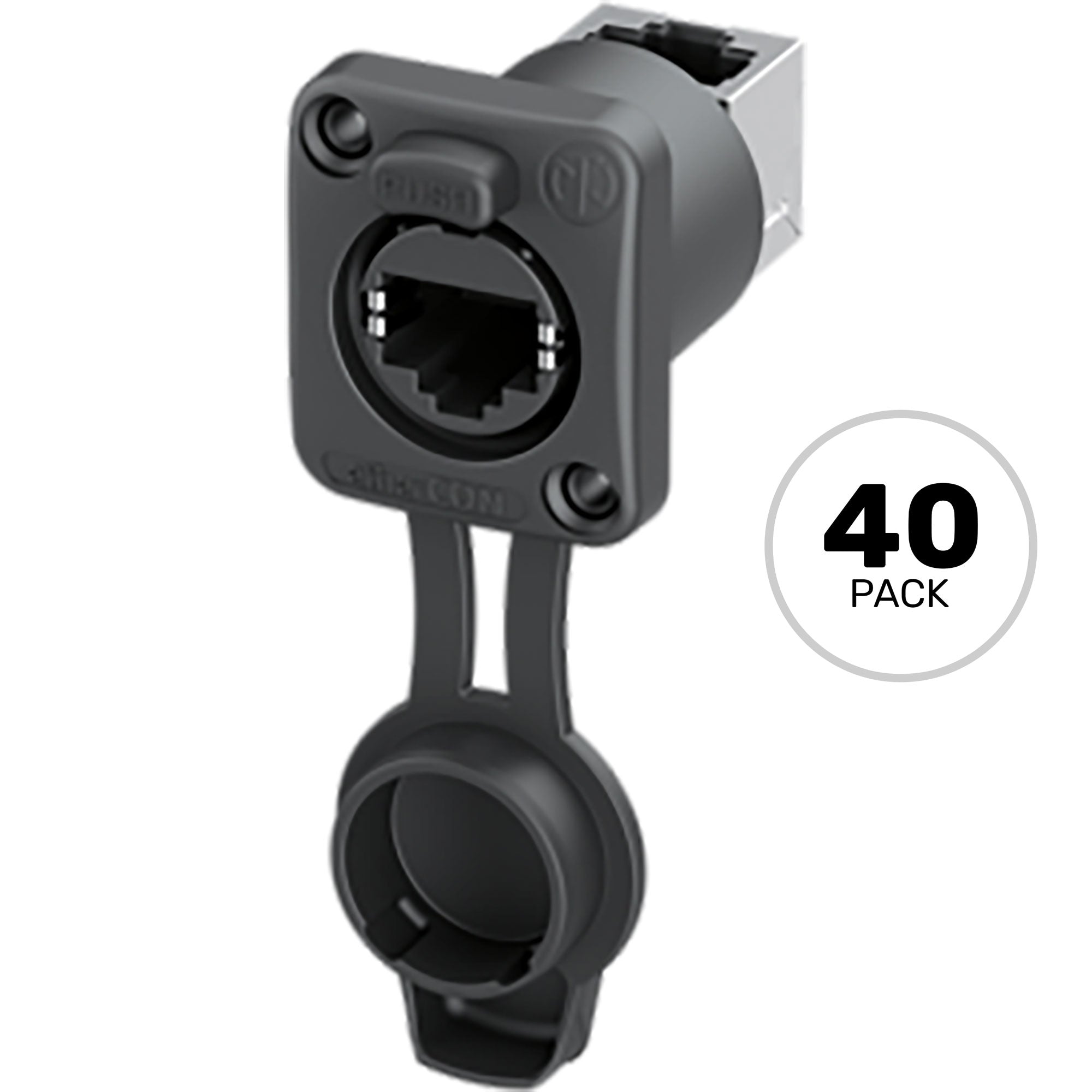Neutrik NE8FDPU-TOP etherCON RJ45 Right-Angle IP67 Airtight Feedthrough Receptacle (Box of 40)