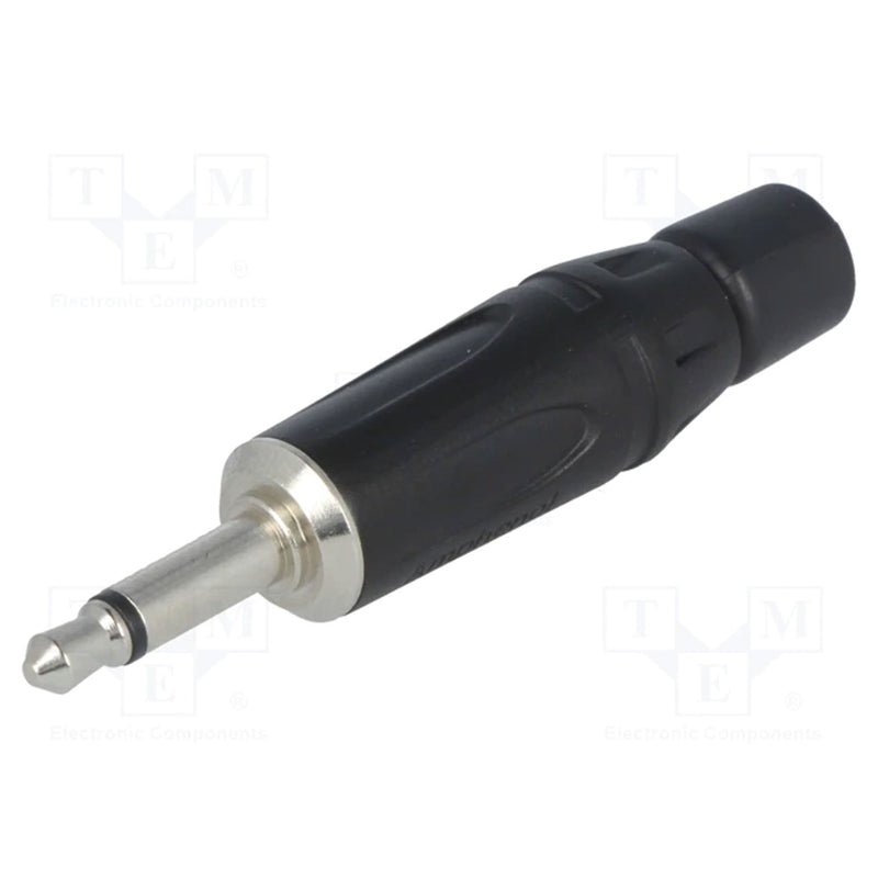 Amphenol KM2PB 3.5mm TS Mono Mini Plug Cable Connector (Black/Silver, Box of 100)