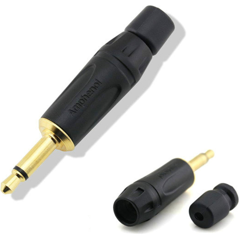 Amphenol KM2PB-AU 3.5mm TS Mono Mini Plug Cable Connector (Black/Gold, 50 Pack)