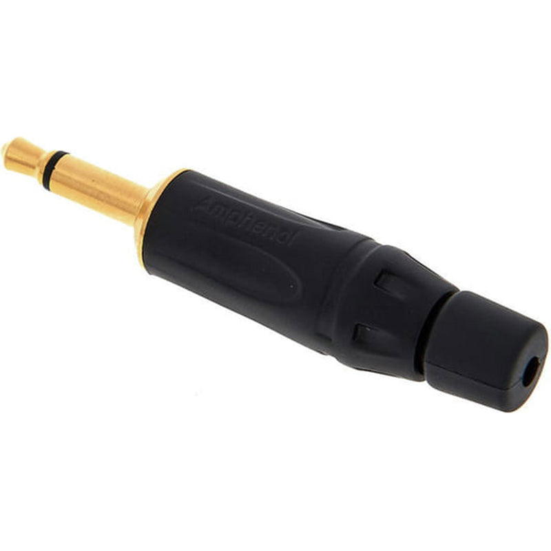 Amphenol KM2PB-AU 3.5mm TS Mono Mini Plug Cable Connector (Black/Gold, Box of 100)