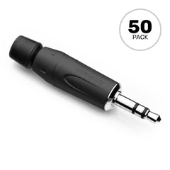 Amphenol KS3PB 3.5mm TRS Stereo Mini Plug Cable Mount Connector (Black/Silver, 50 Pack) Image 1