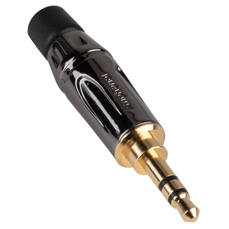 Amphenol KS3PC-AU 3.5mm TRS Stereo Mini Plug Cable Mount Connector (Black Chrome/Gold, Box of 100)
