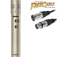 Shure KSM137 Cardioid Condenser Studio Microphone with FREE 20' XLR Cable Image 1
