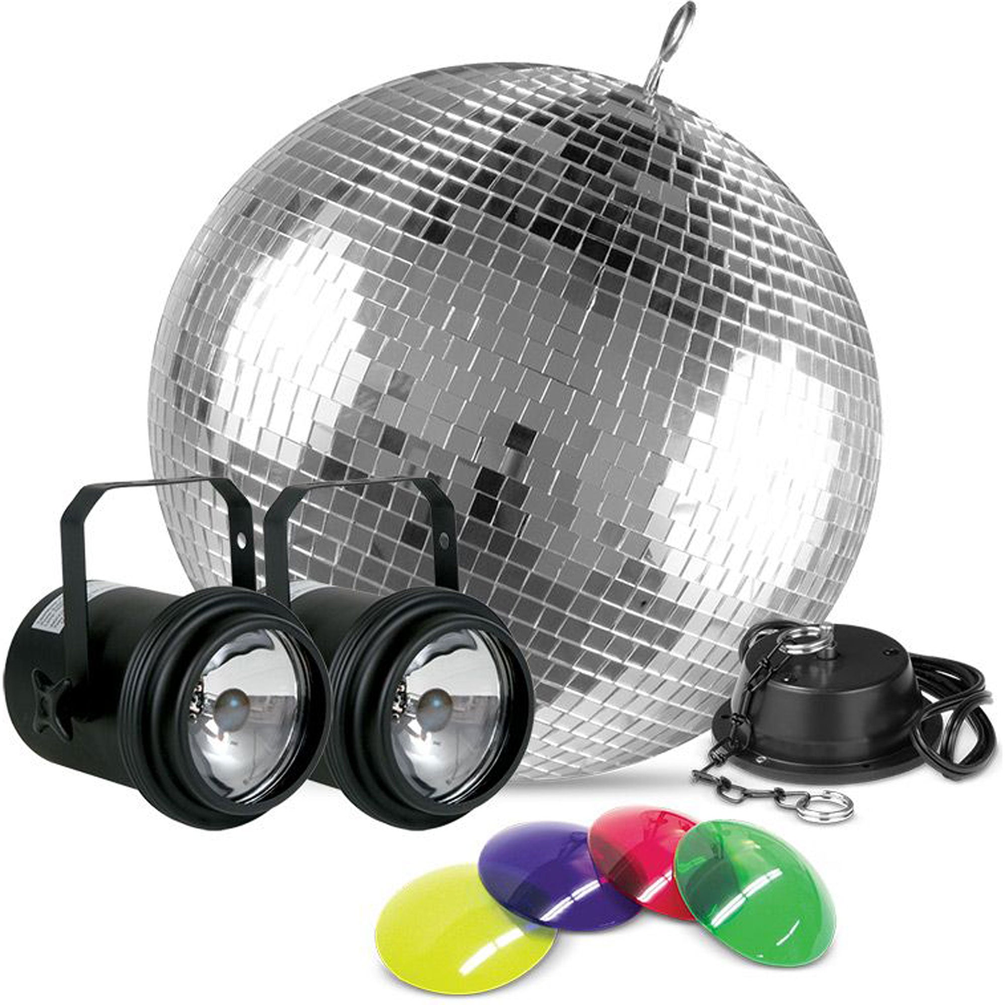 Eliminator Lighting M502EL All-in-One 12" Mirror Ball Kit with Motor, Dual Pinspots, and Gels