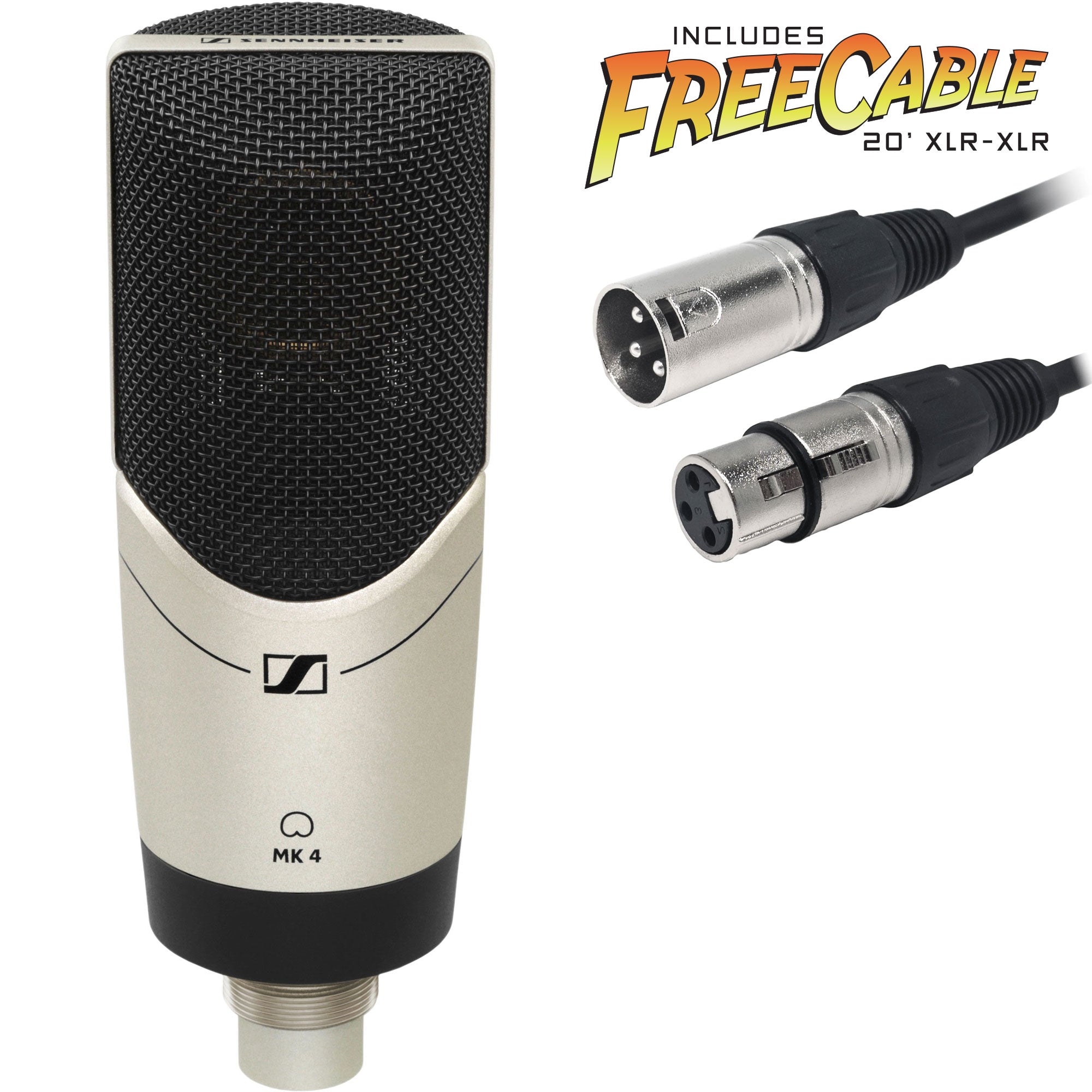 Sennheiser MK4 Studio Condenser Microphone with FREE 20' XLR Cable