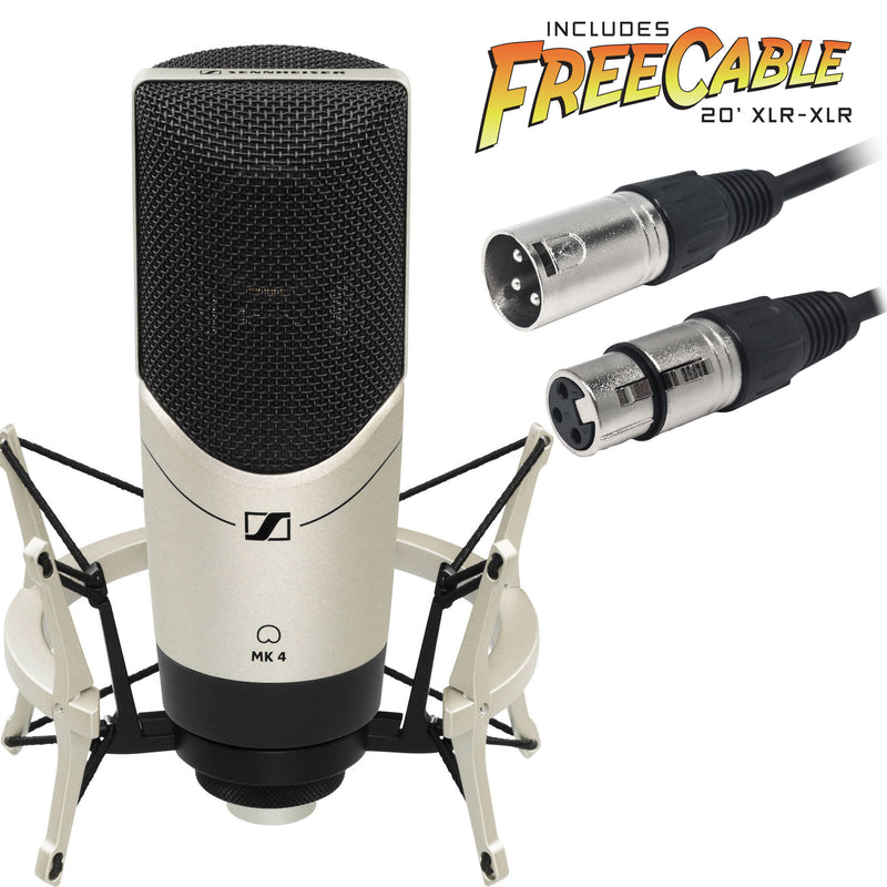 Sennheiser MK4 Set Studio Condenser Microphone with Shock Mount & FREE 20' XLR Cable