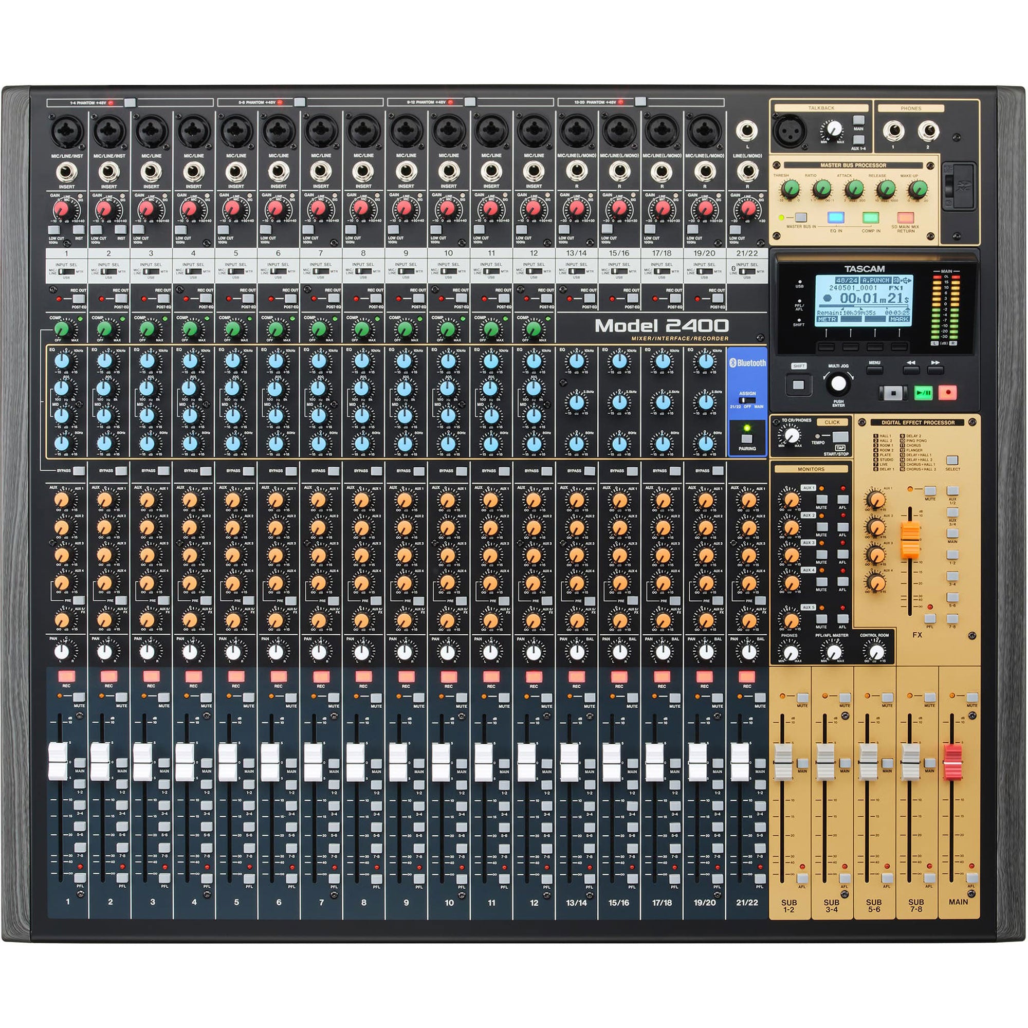 Tascam Model 2400 24-Track Flagship Analog Recording Console & Live Mixer with Audio Interface