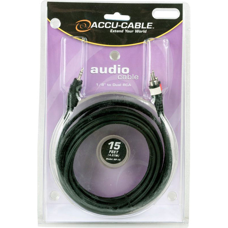 American DJ Accu-Cable MP-15 1/8" Mini Plug to RCA Cable (15')