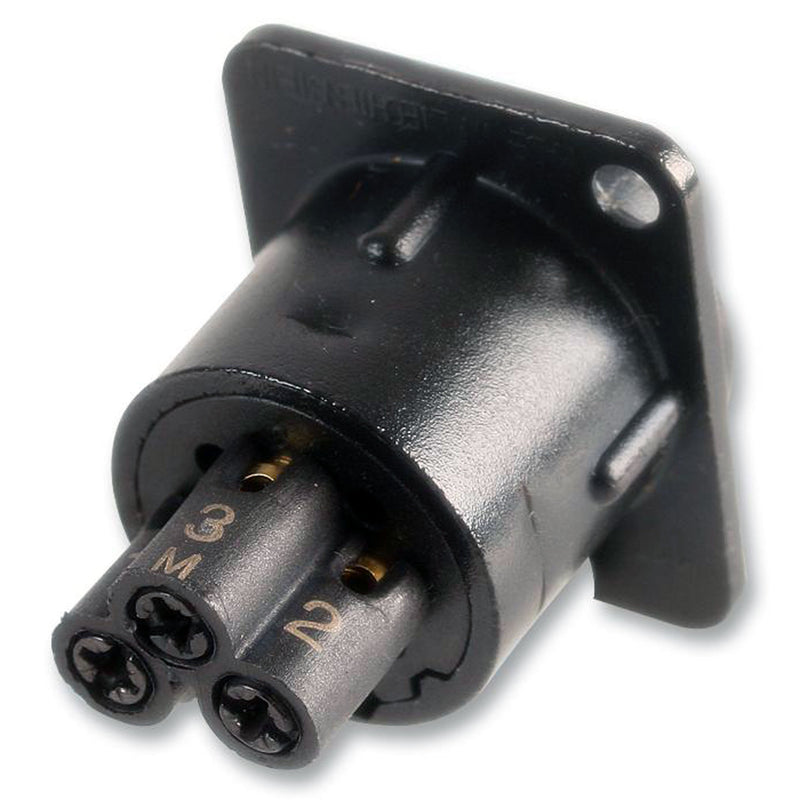 Neutrik NC3FD-S-1-B Female 3-Pin XLR Chassis Connector with Screw Terminals (Black/Gold, Box of 100)