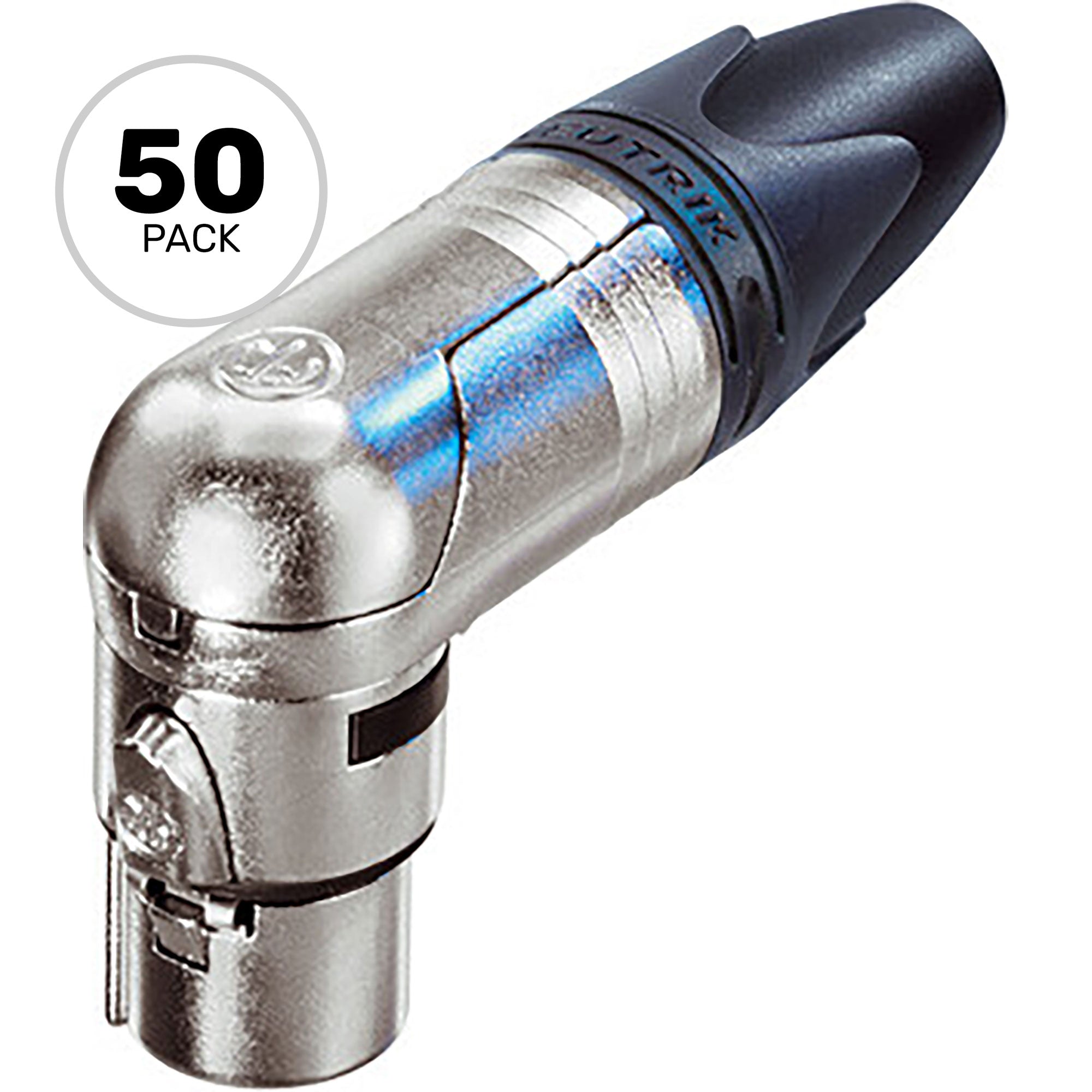 Neutrik NC4FRX Female Right Angle 4-Pin XLR Cable Connector (Nickel/Silver, Box of 50)