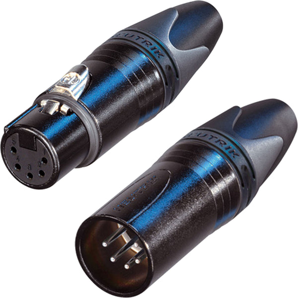 Neutrik XLR Connectors 5-Pin Male and Female Set XX Series (Black/Silver)