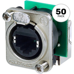Neutrik NE8FDP-R etherCON RJ45 Right-Angle Feedthrough Receptacle (Nickel, Box of 50) Image 1