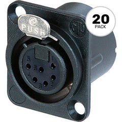 Neutrik NC6FD-LX-BAG Female 6-Pin XLR Chassis Connector (Black/Silver, Box of 20) Image 1