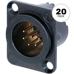 Neutrik NC6MD-LX-B Male 6-Pin XLR Chassis Connector (Black/Gold, Box of 20) Image 1