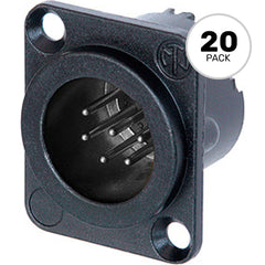 Neutrik NC6MD-LX-BAG Male 6-Pin XLR Chassis Connector (Black/Silver, Box of 20) Image 1