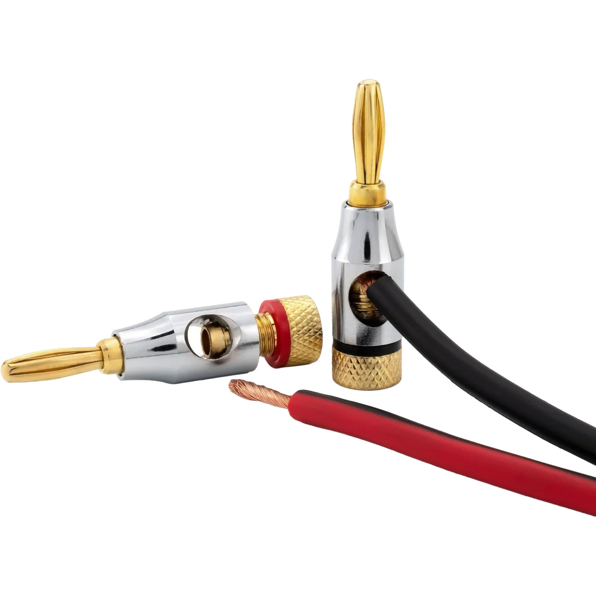 Sewell Ocelot Open-Screw Gold-Plated Banana Plugs with Daisy Chain Support Bi-Wire Kit (2 Red & 2 Black) Image 4