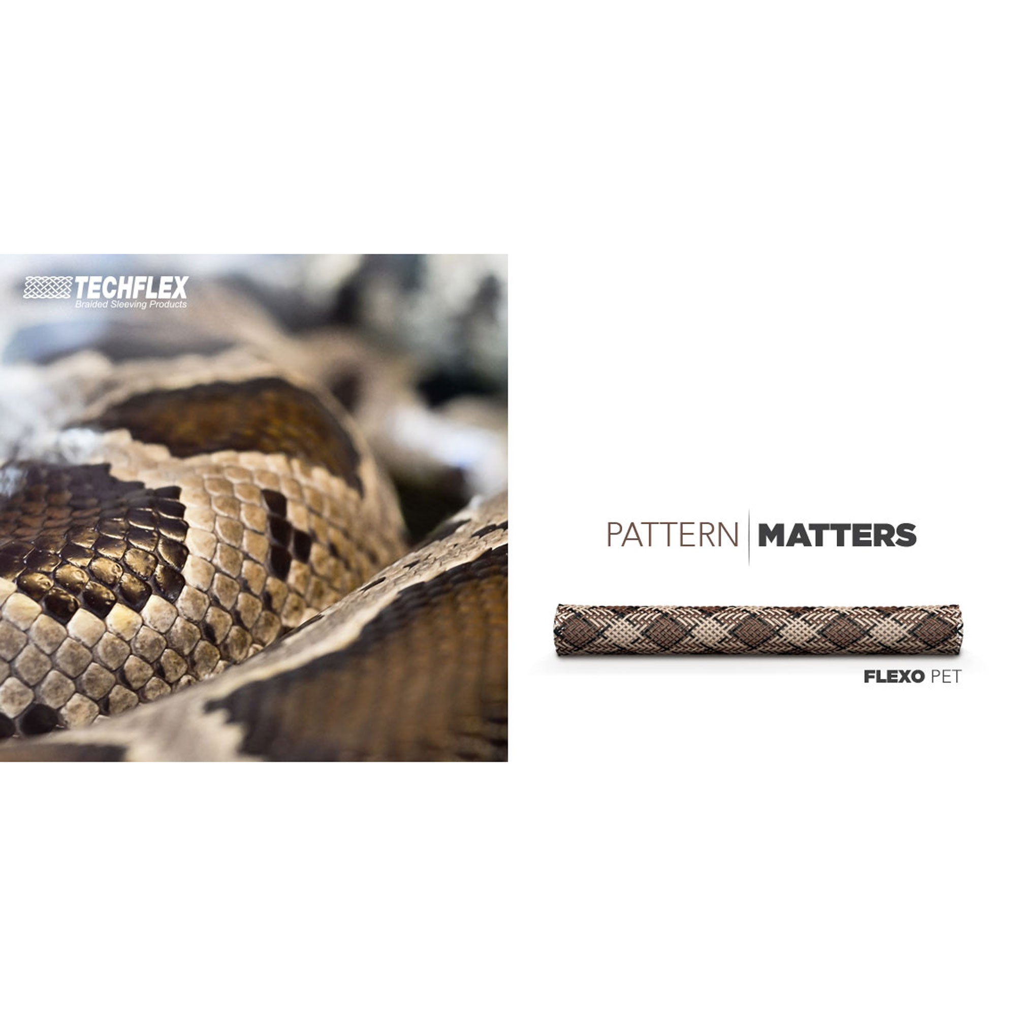 Techflex Flexo PET Expandable Braided Sleeving (3/8" Snake, By the Foot)