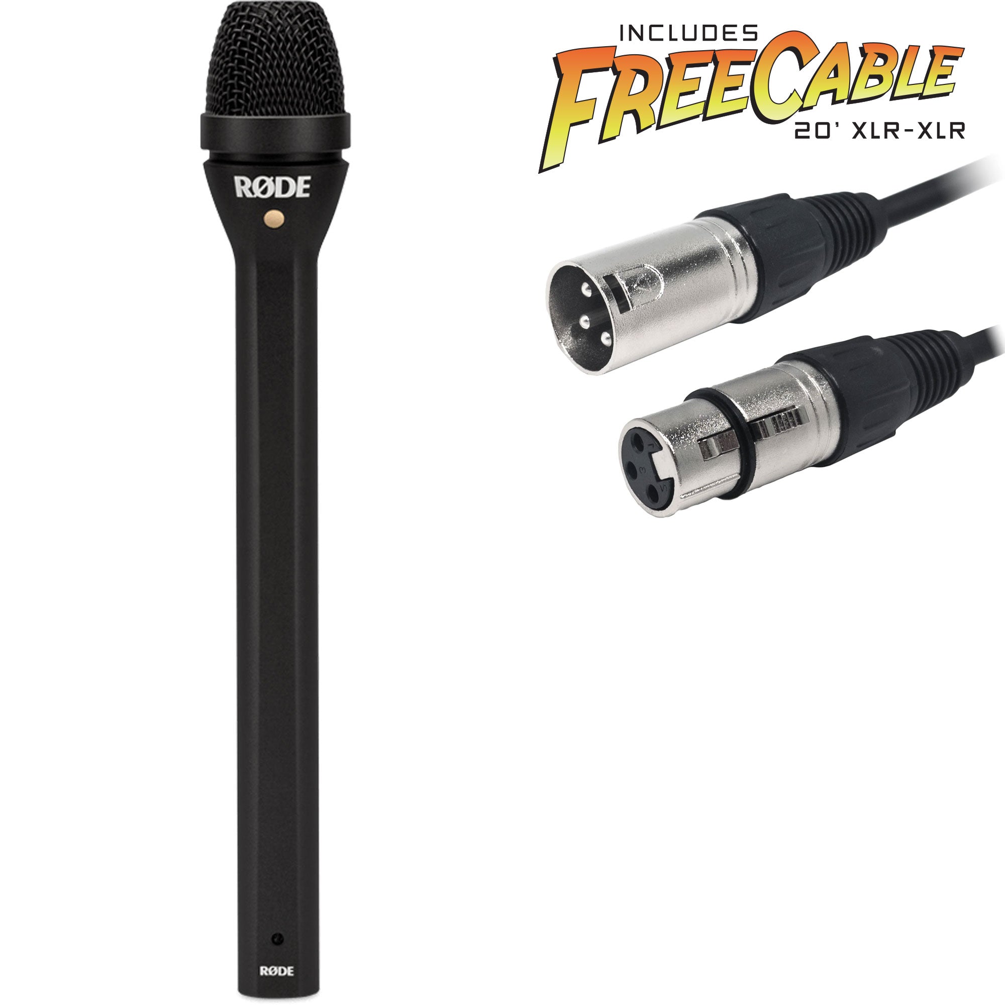 Rode Reporter Omnidirectional Handheld Interview Microphone with FREE 20' XLR Cable