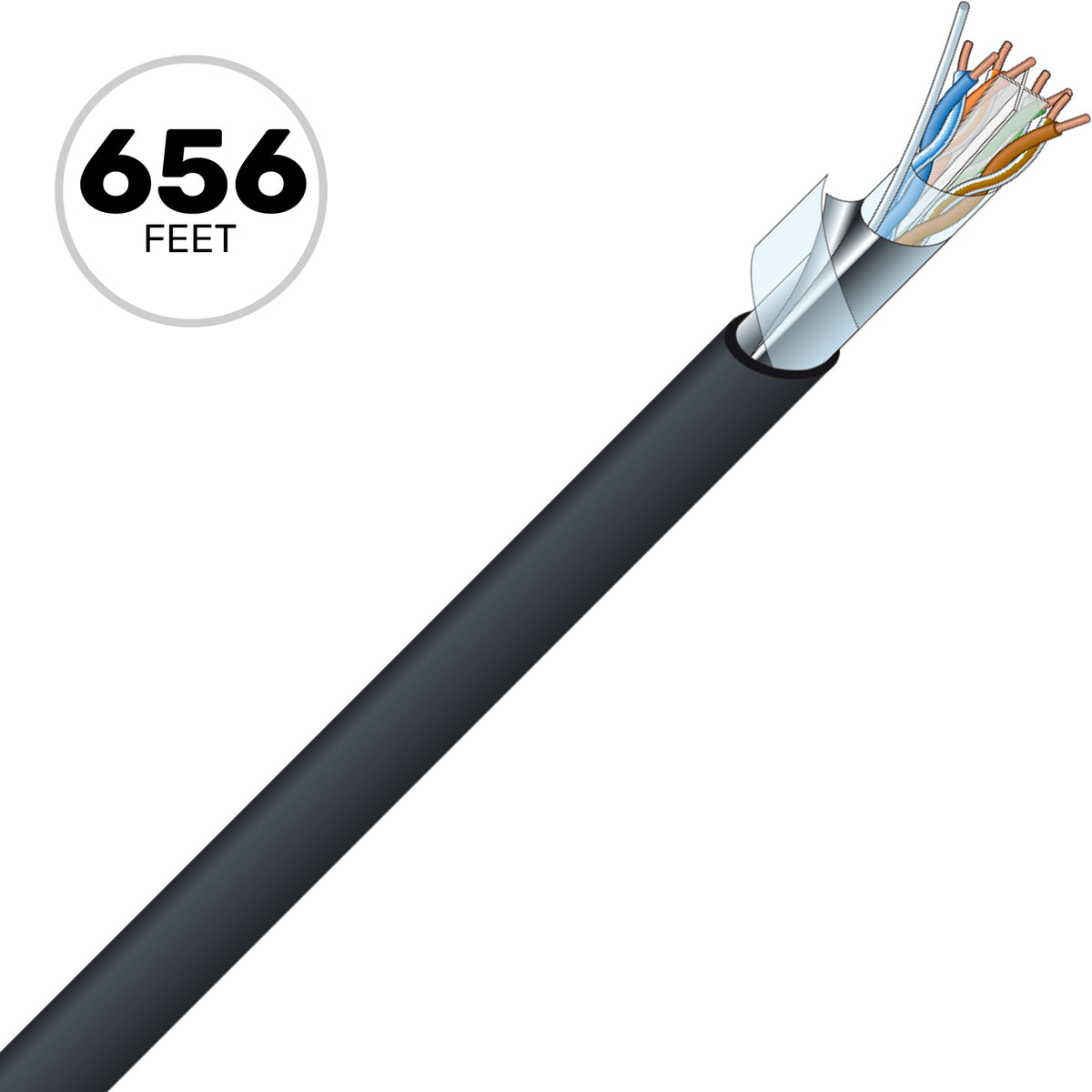 Canare RJC6A-4P-F Cat6a Standard STP (F/UTP) Shielded Ethernet Cable (Black, 656'/200m)