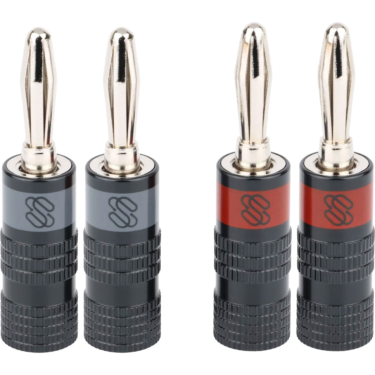 Sewell Silverback Pro Nickel Plated Solder & Screw Banana Plugs Bi-Wire Kit (2 Red & 2 Black) Image 1