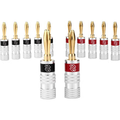 Sewell Silverback Gold Plated Dual-Screw Banana Plugs (6 Red & 6 Black) Image 1