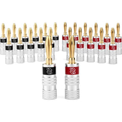 Sewell Silverback Gold Plated Dual-Screw Banana Plugs (12 Red & 12 Black) Image 1