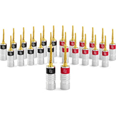 Sewell Silverback Gold Plated Flex Pin Speaker Plugs Box of 12 Pairs (12 Red & 12 Black) Image 1