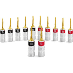 Sewell Silverback Gold Plated Flex Pin Speaker Plugs Box of 6 Pairs (6 Red & 6 Black) Image 1